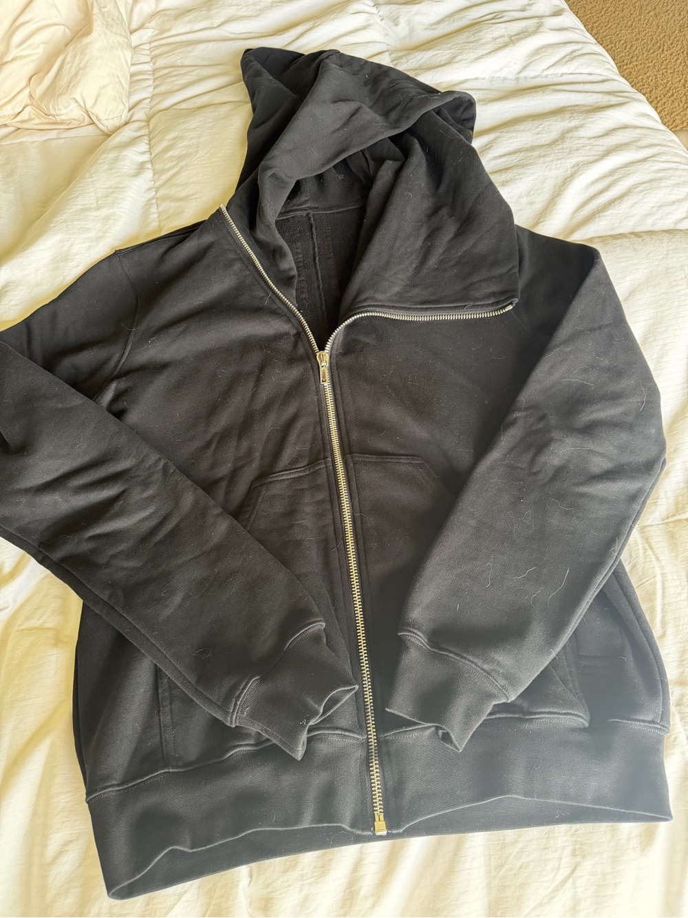 Rick Owens Black Full-Zip Hooded Sweater
